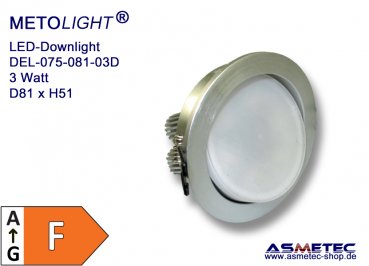 LED-Downlight DEL-081-075-03D-WWM, 3 Watt, warmweiß